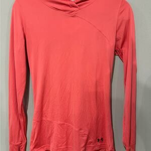 Under Armour UA HeatGear Fitted Running Hoodie Coral Pink Size MD